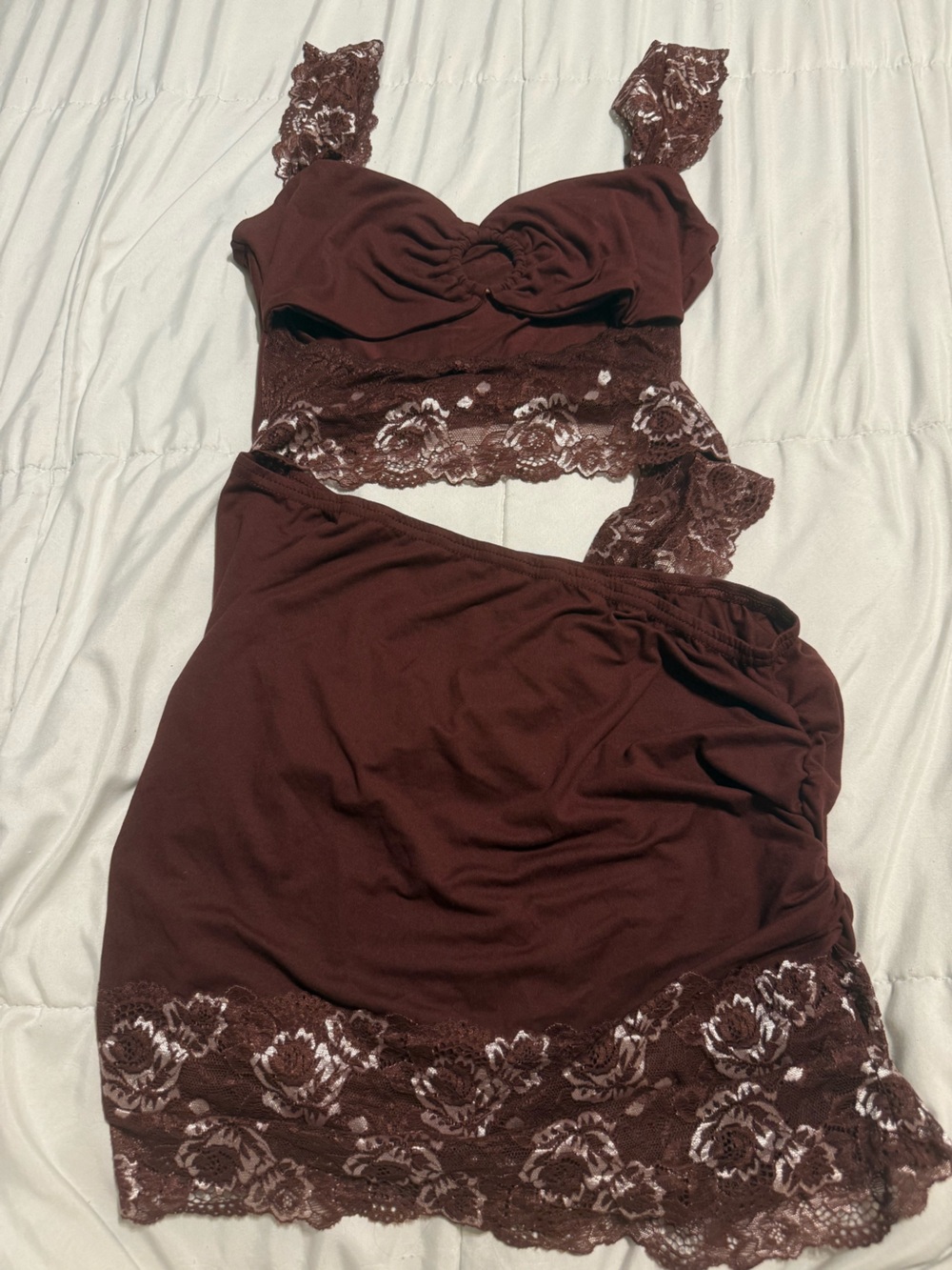 Lace-Trim Mini Dress